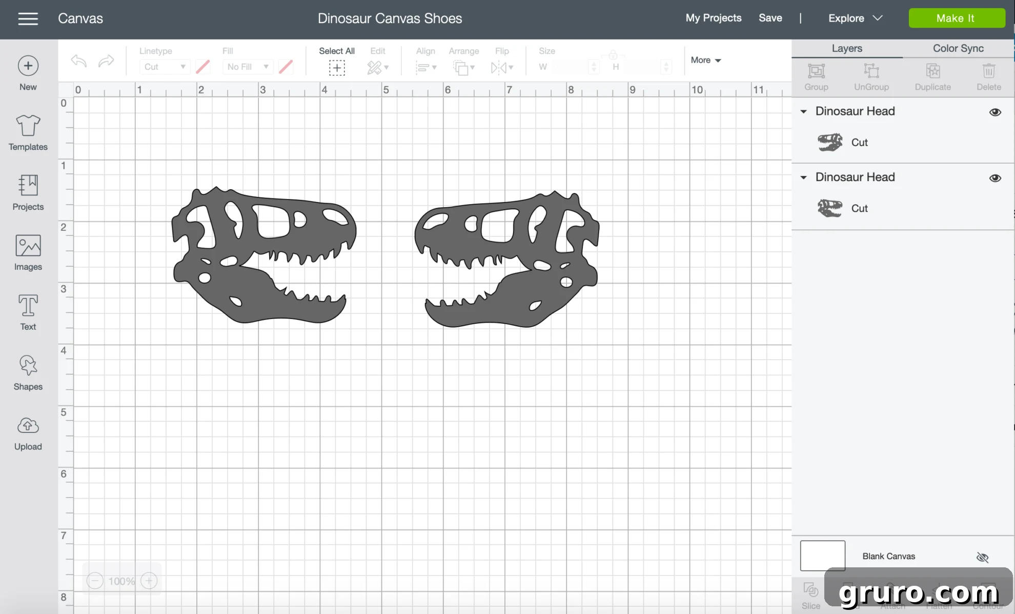 Dinosaur Canvas Shoes file for Cricut Design Space ready for customization