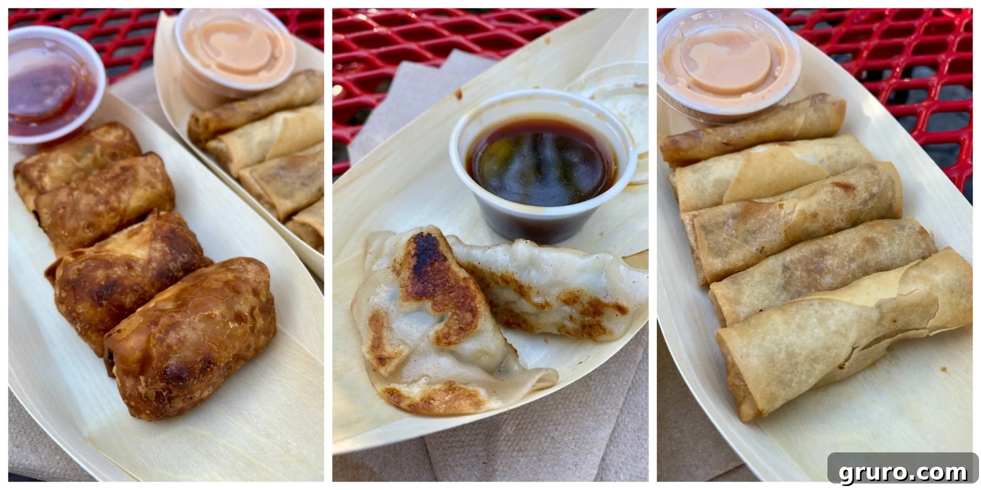 Vegetable Egg Rolls, Lemon Chicken Dumplings, and Reuben Fancy Spring Rolls.