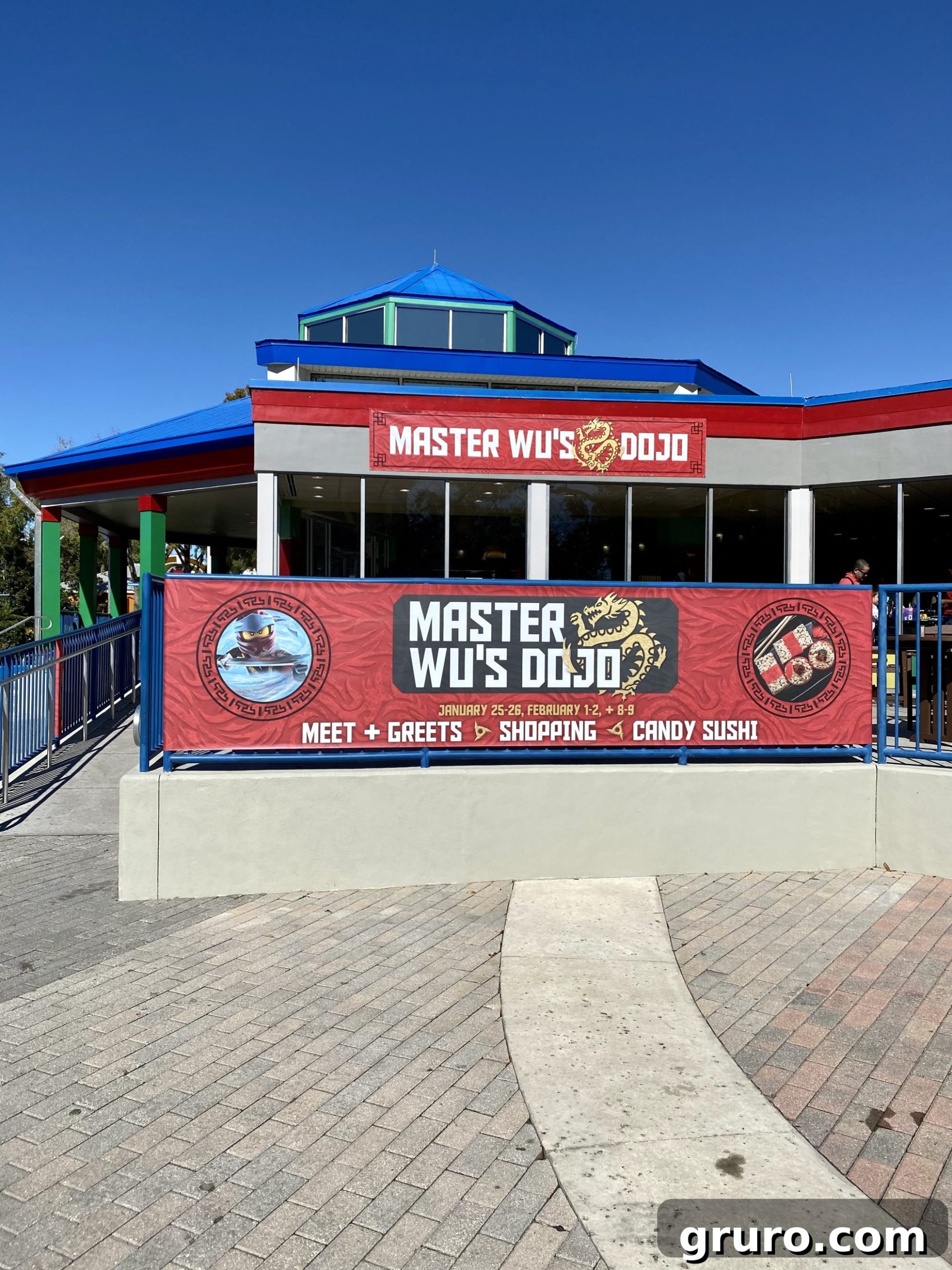 Master Wu's Dojo building with shopping, food, and meet and greets.