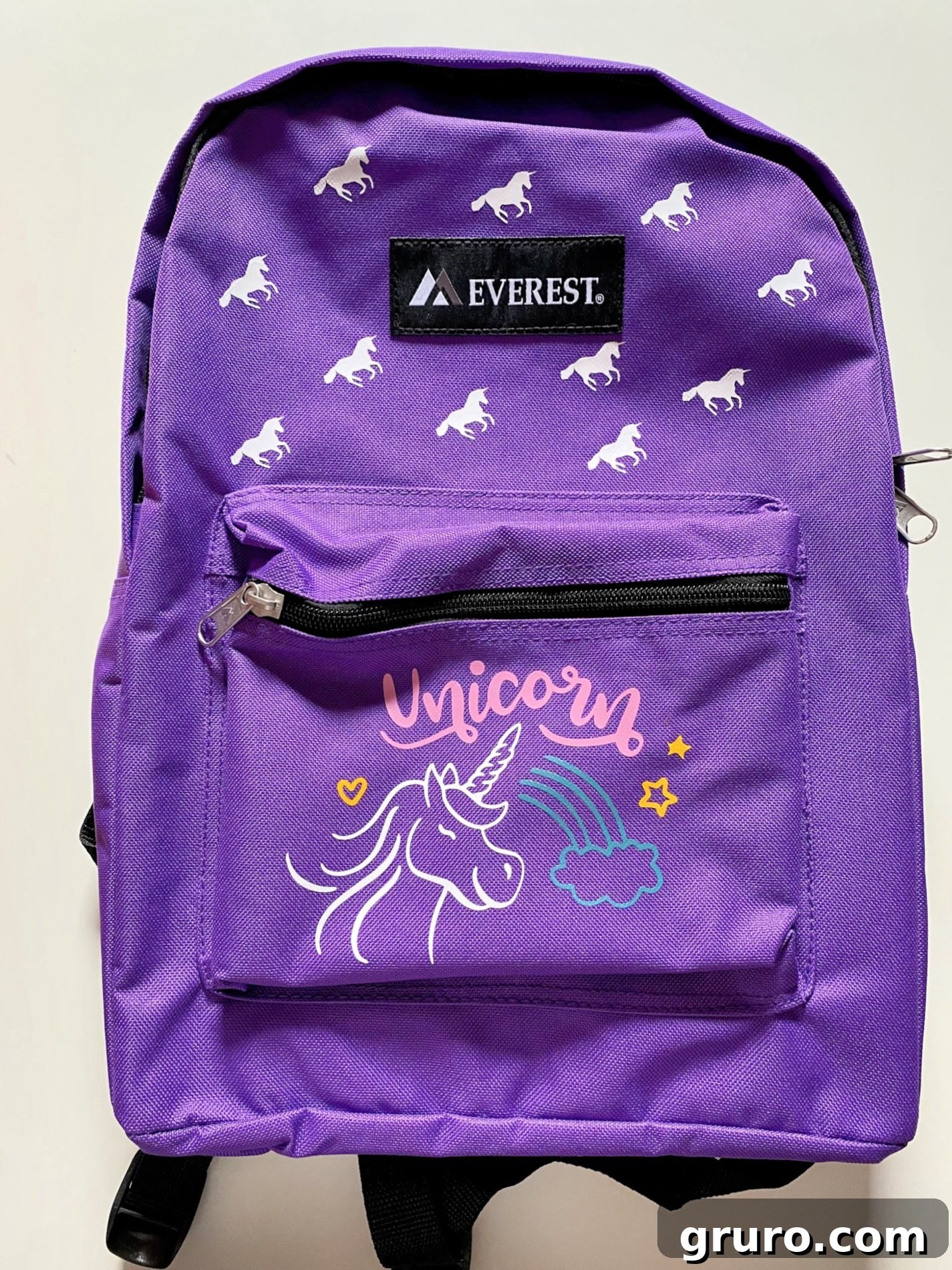 Finished purple unicorn backpack