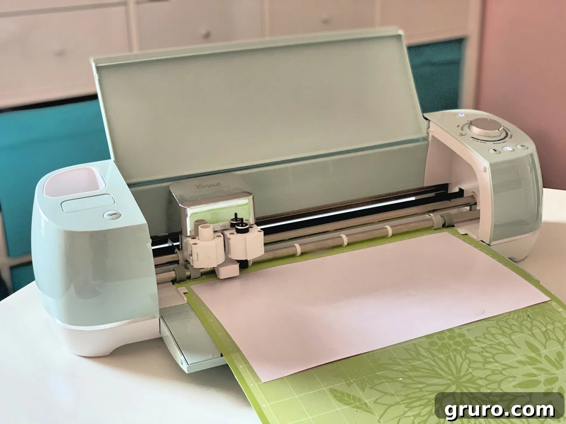 Cricut Explore Air 2 cutting iron-on vinyl for a backpack