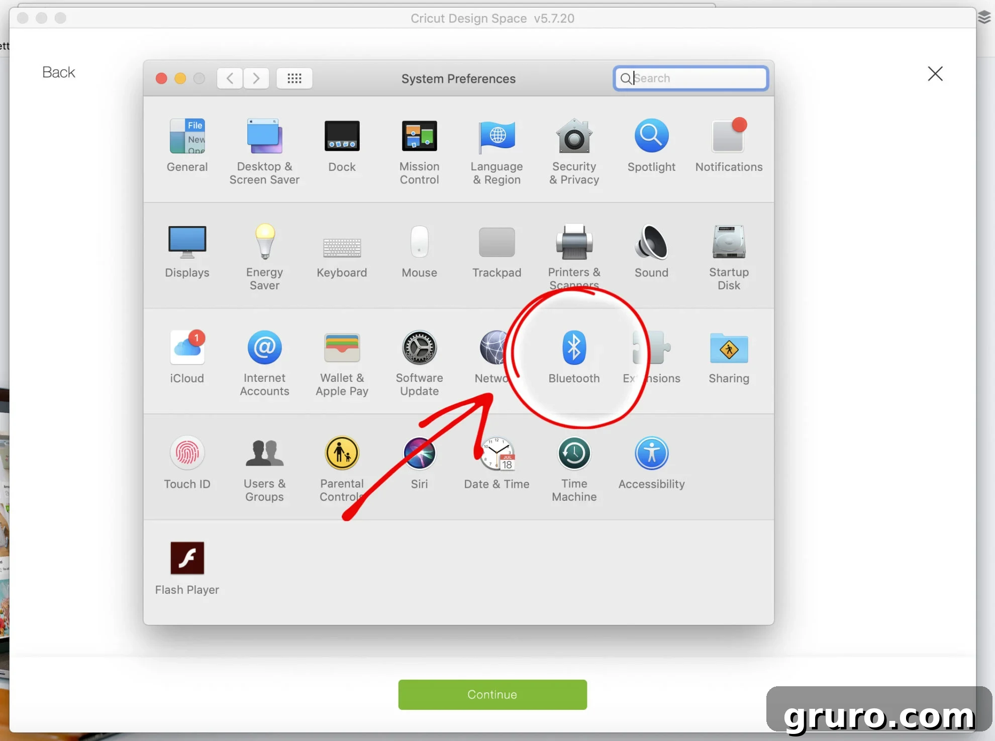 Bluetooth Setup on a Mac, showing the system preferences icon.