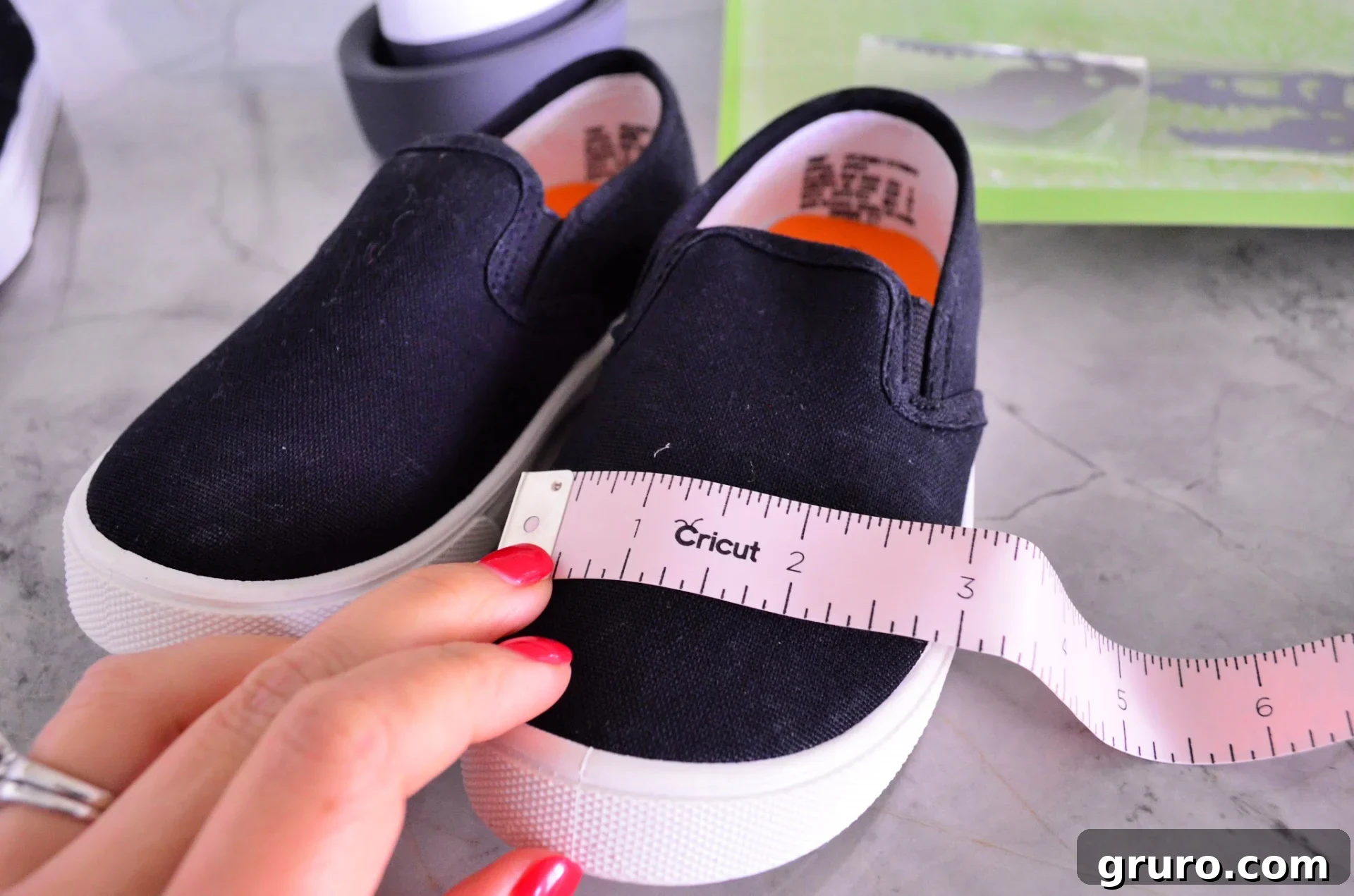 Crafting Your Own Imperial Kicks 4 Measure shoes before customizing with Iron-On Vinyl