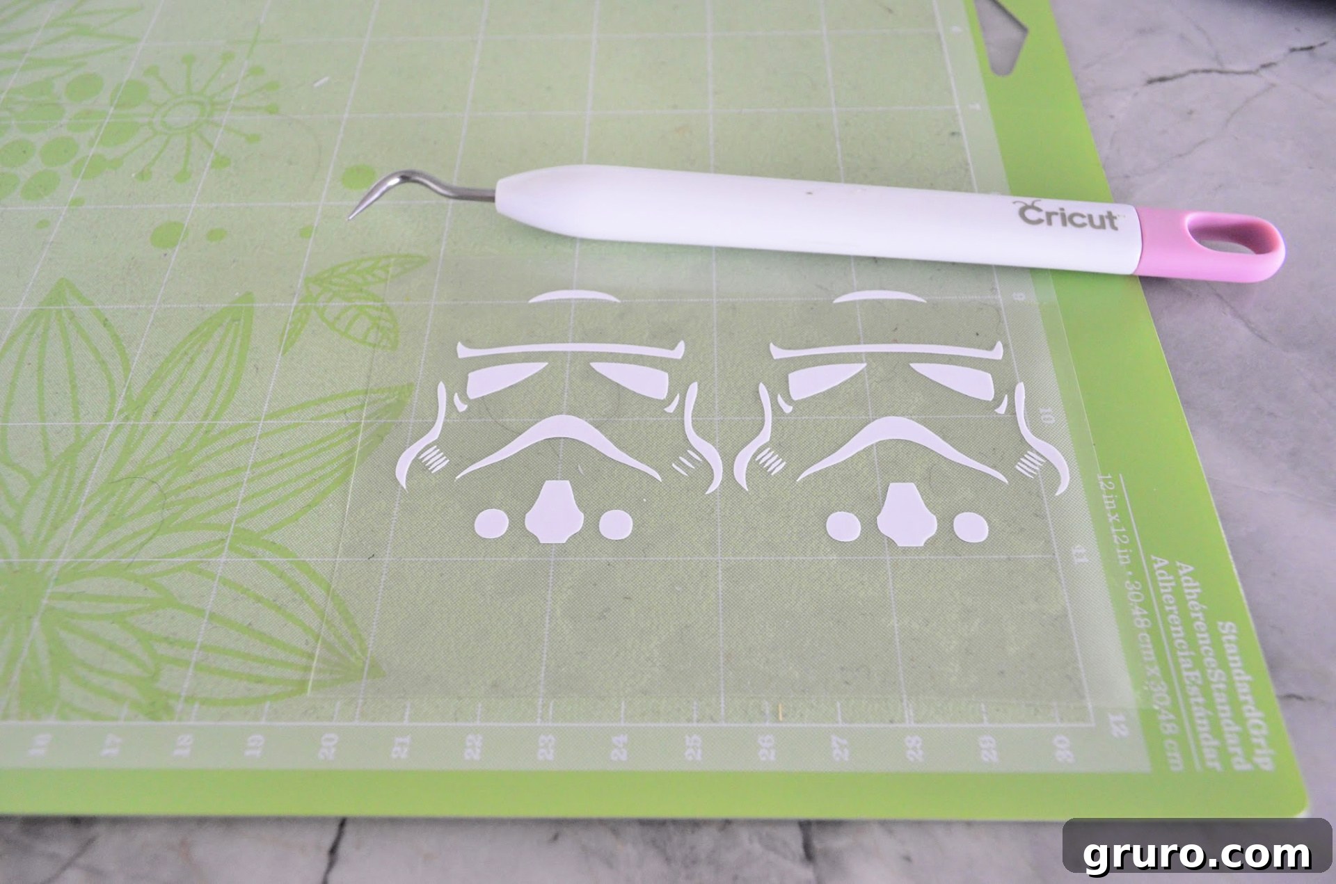 Crafting Your Own Imperial Kicks 7 Weeded design on a green StandardGrip Cricut Mat
