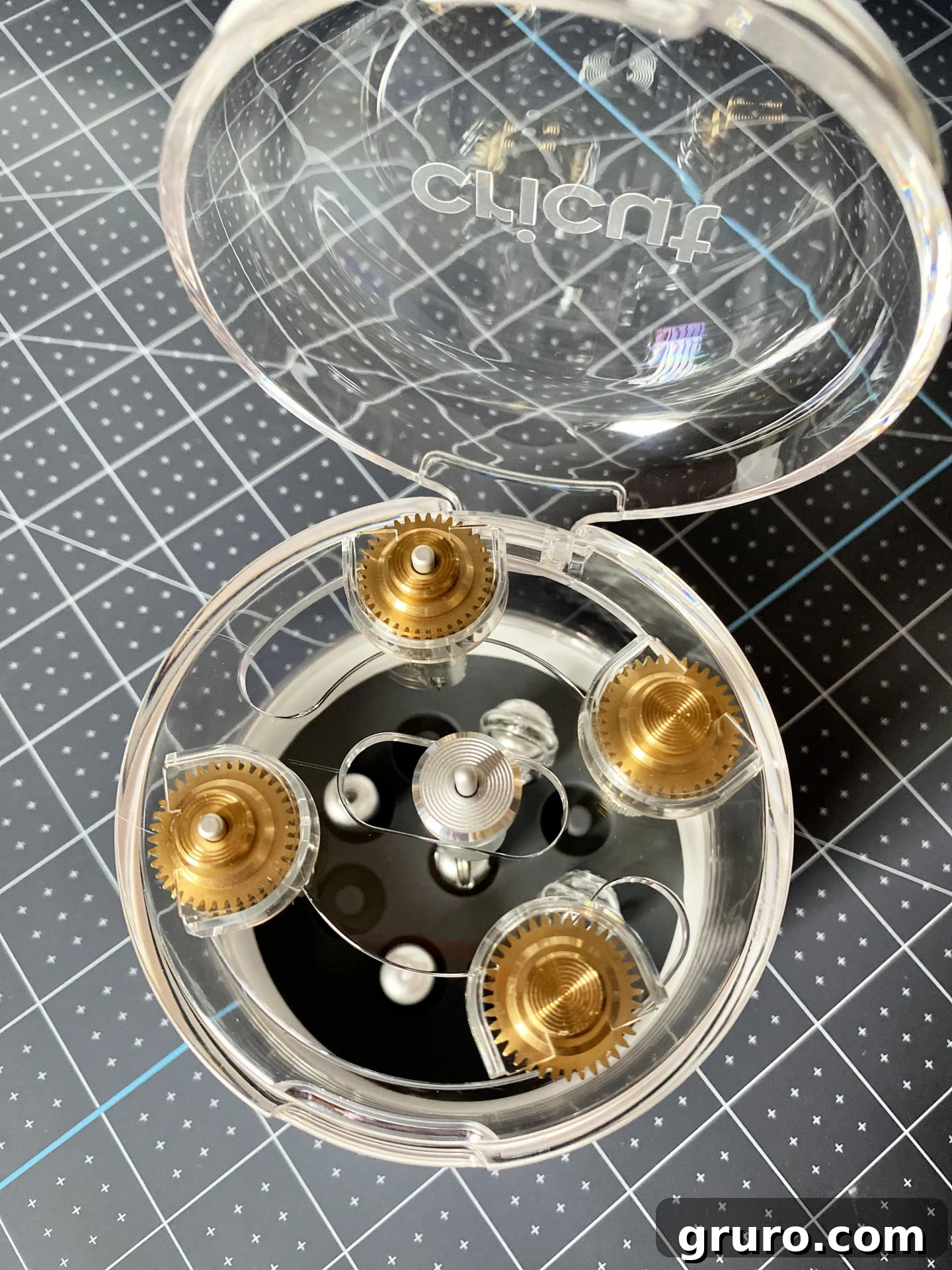 Close-up of the Cricut Machine Tool Organizer revealing storage for QuickSwap tips.