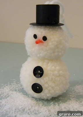 Adorable Pom-Pom Snowman Ornament