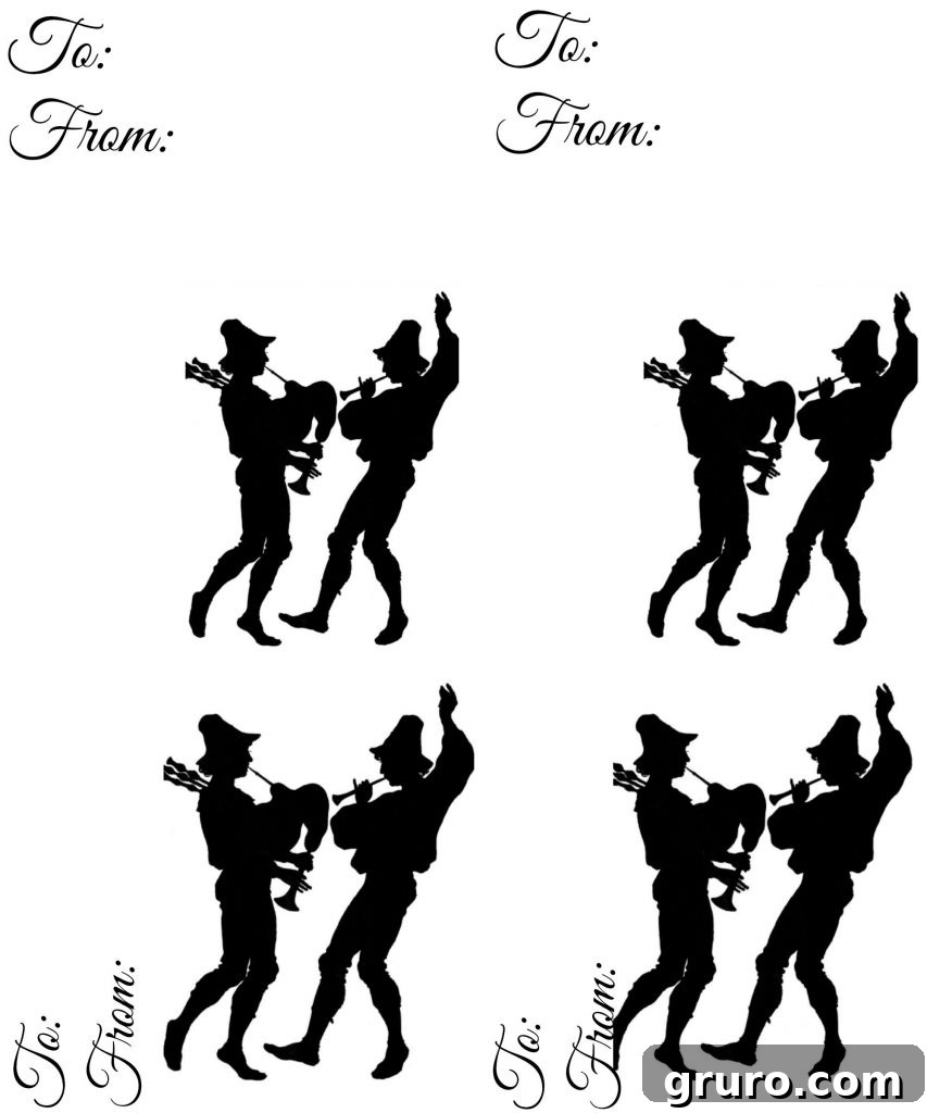 Christmas Piped Pipers Gift Tags