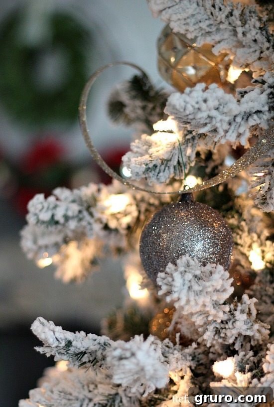 Christmas Tree Flocked with gold and silver at refreshrestyle.com