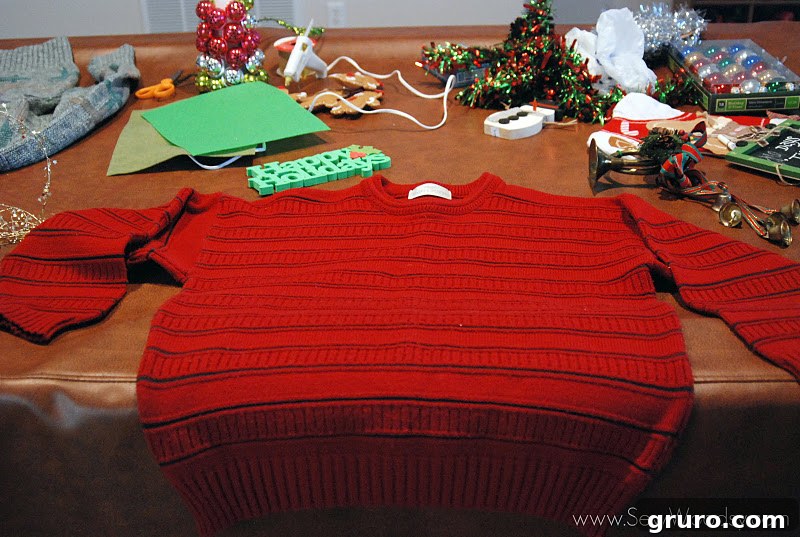 Mr. Woodsy sketching his design for the tacky Christmas sweater.