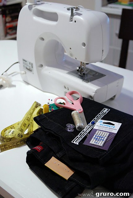 Sewing supplies for hemming jeans