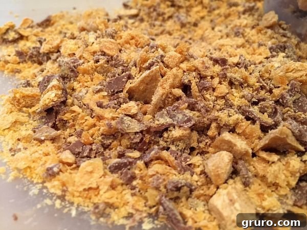 Crushed Butterfinger candy for pie filling