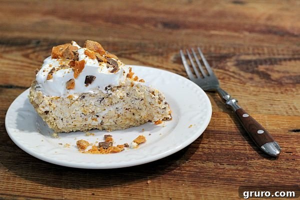 Only 4 ingredients for this easy Butterfinger Pie Recipe