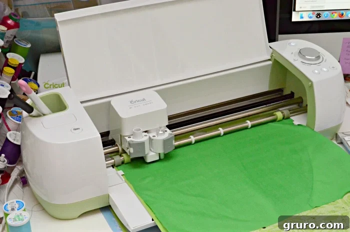 Cricut machine with heat n bond fabric cutting on the machine. 