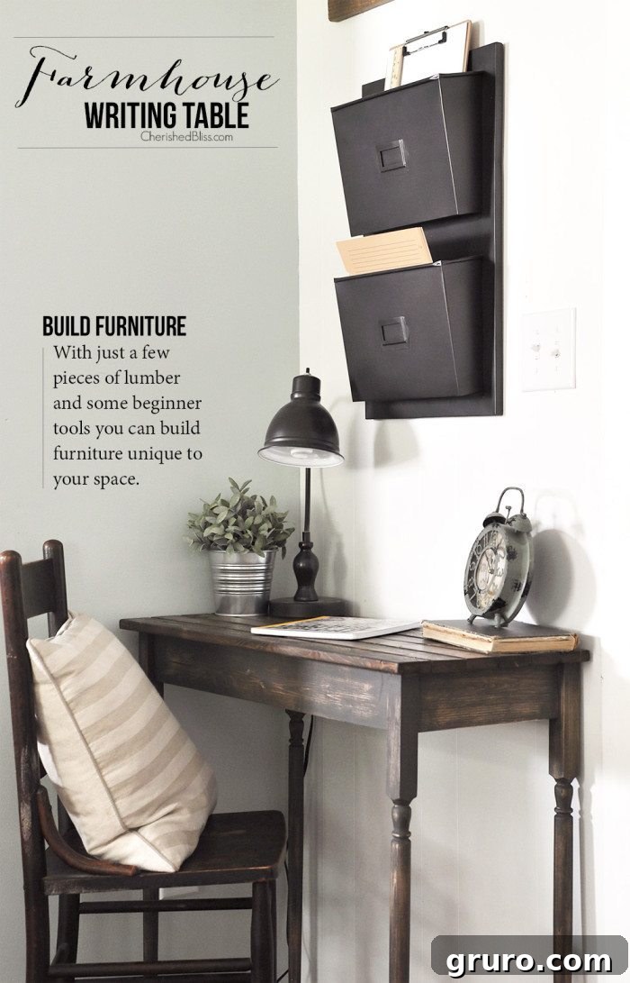 DIY Farmhouse Writing Table with Free Plans
