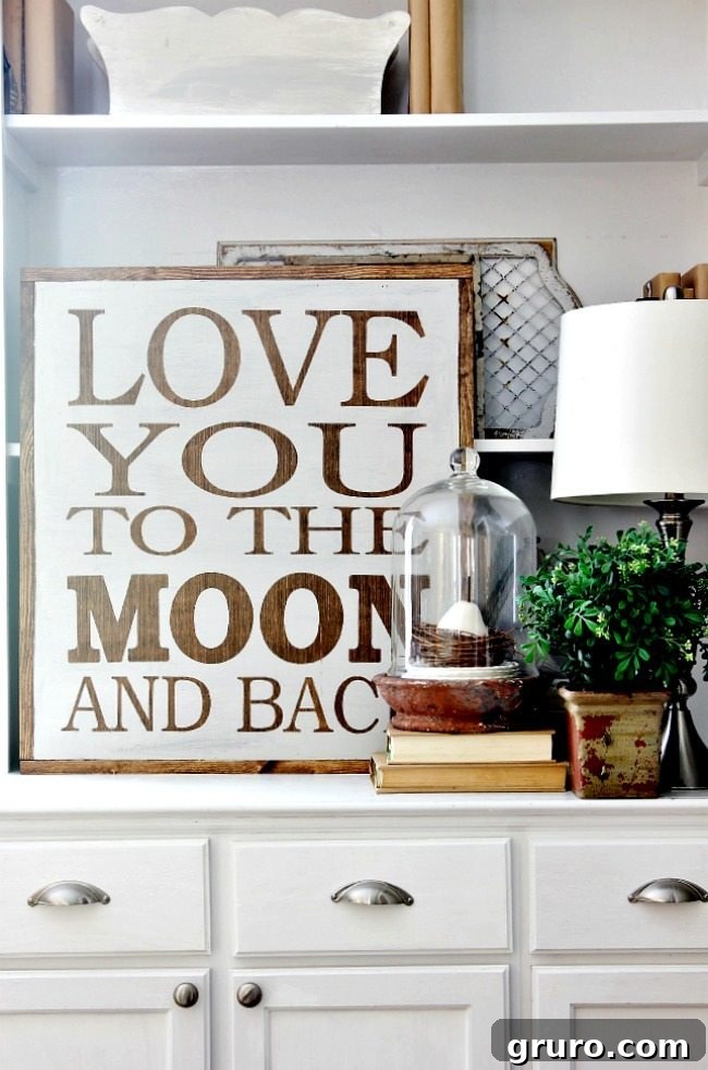 Love You to the Moon and Back Farmhouse Wall Sign