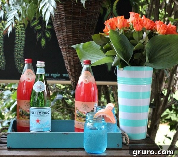 Vibrant blues and oranges creating a lively and affordable outdoor living space