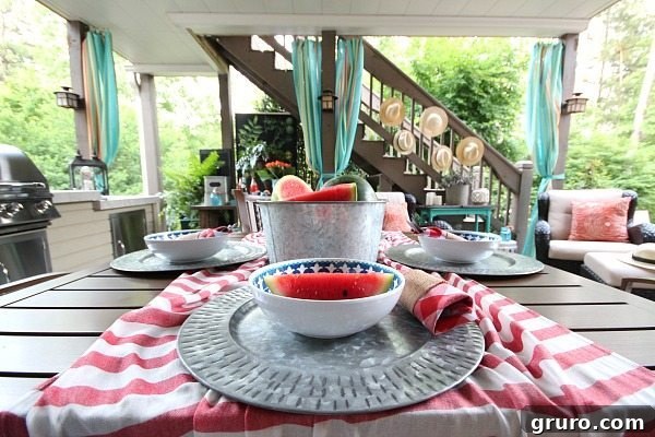 Easy no-sew outdoor curtains crafted from tablecloths for an affordable patio refresh