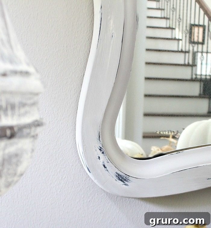 Painted mirror and lamp base no sanding distressing DIY