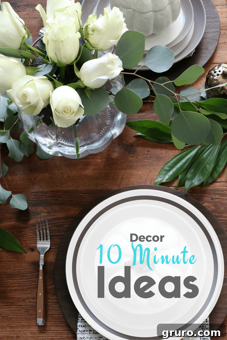 Autumn Glow Centerpiece 8 10-minute decor idea: create a pumpkin vase for a low-profile fall table arrangement