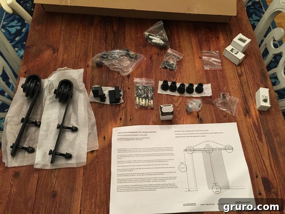 Barn door kit includes great directions for installing