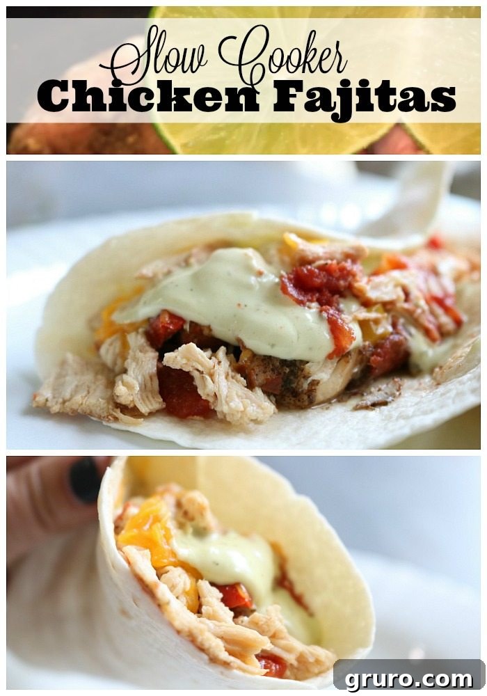Recipe card for slow cooker chicken fajitas