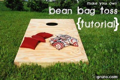 A beautifully finished wooden bean bag toss board ready for play