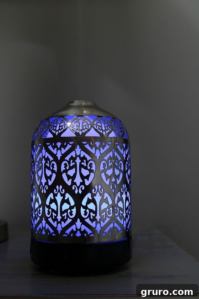 Lavender scent is perfect for the guest room in this pretty essential oil diffuser.