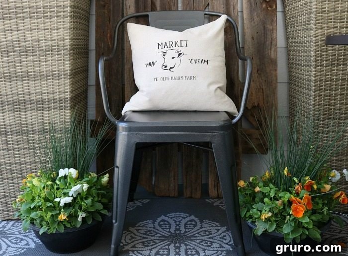Make this quick and easy farmhouse pillow cover