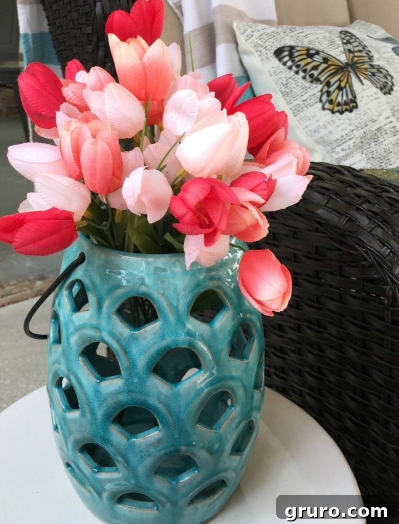 Tulips in a candle holder very spring