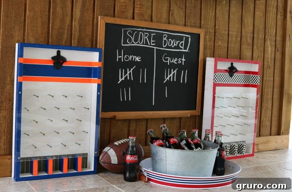 Auburn Alabama DIY Bottle Opener Game instructions at Refresh Restyle, illustrating final setup