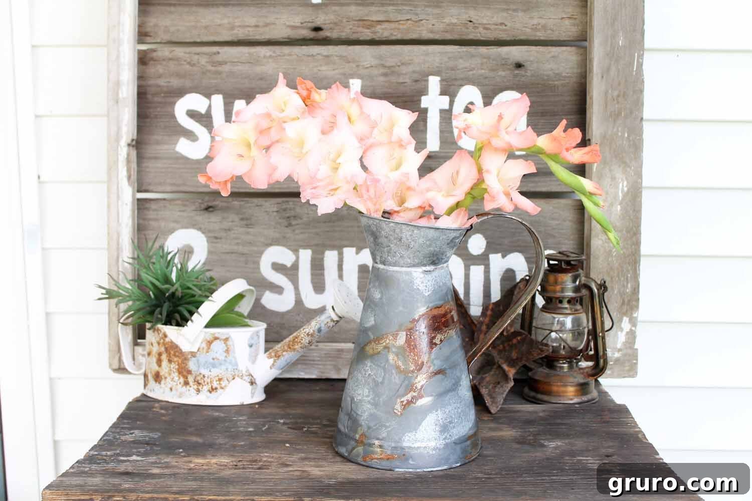 Farmhouse rustic floral container DIY