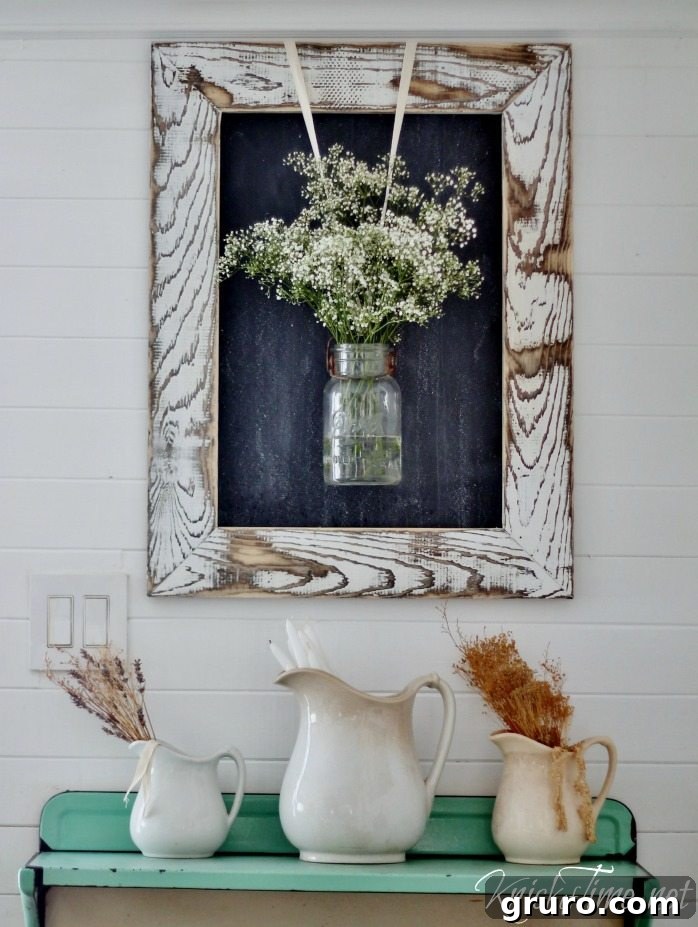 DIY rustic wooden frame for farmhouse style home decor