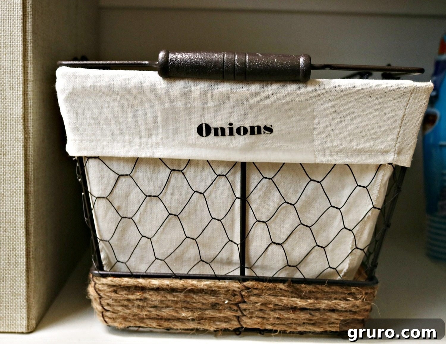 Master Pantry Organization in 5 Easy Steps 11 Separate baskets for potatoes and onions in the pantry - labeled and fresh