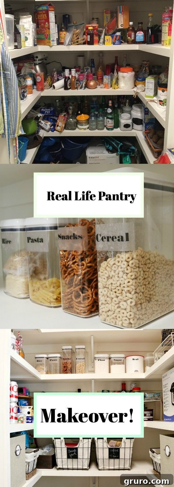 Master Pantry Organization in 5 Easy Steps 14 Real life pantry makeover - dramatic before and after