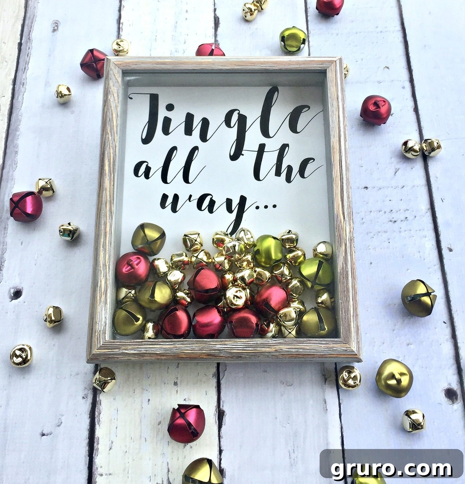 Christmas idea cute shadow box with bells