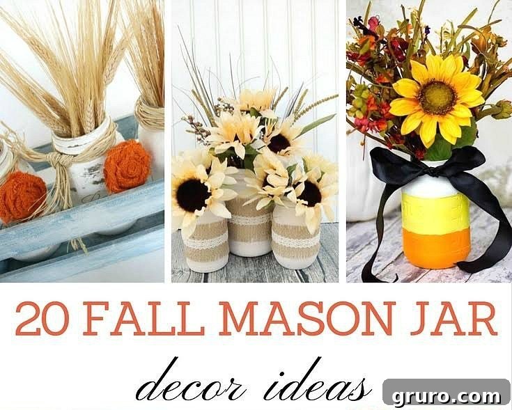 Rustic Fall Mason Jar Centerpiece with Burlap and Flowers
