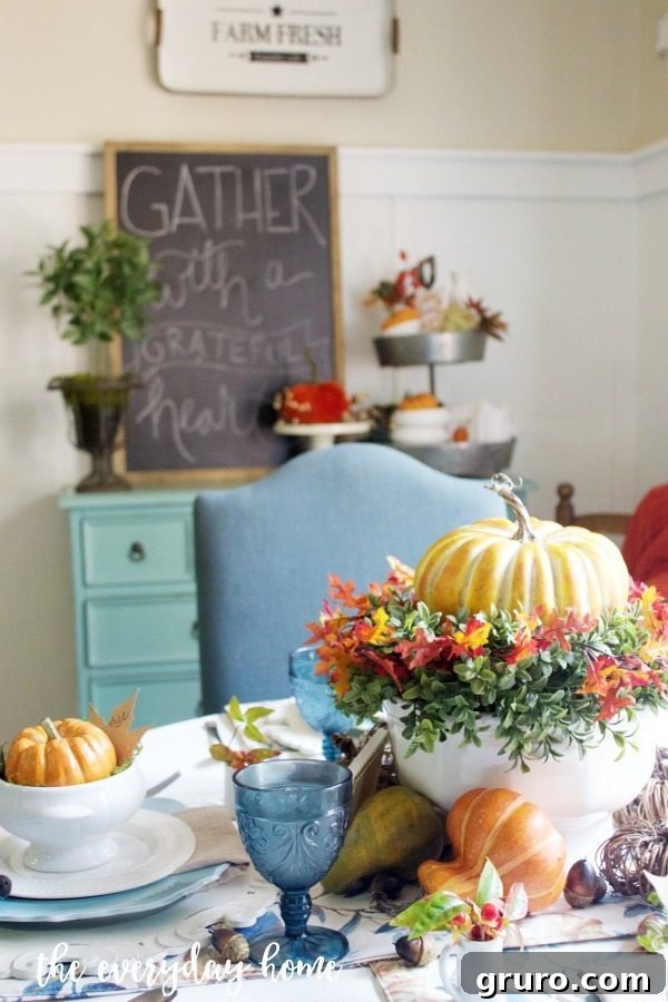 Monday Fall Ideas and Inspiration 4 Breakfast Room decorated for Fall with a rustic table and autumn accents