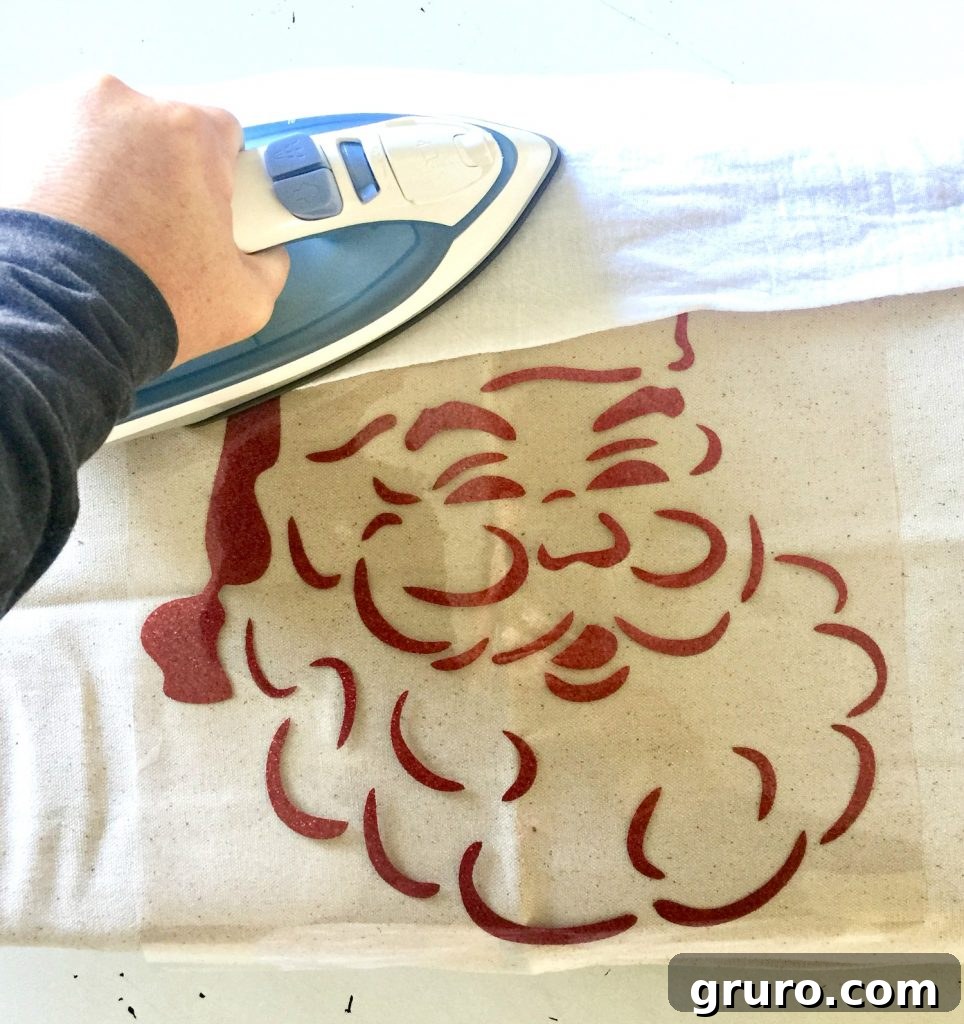 Iron on glitter vinyl and a vintage looking Santa