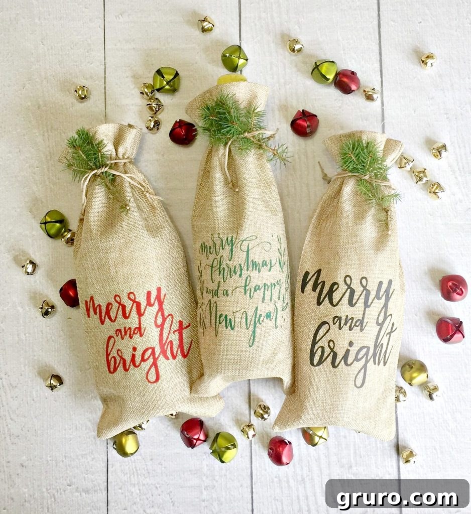 Wine bags make great Christmas gifts, ideal for personalized hostess presents.