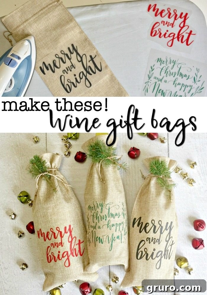 Make these for Christmas gifts, we all love the gift of wine in a custom bag.