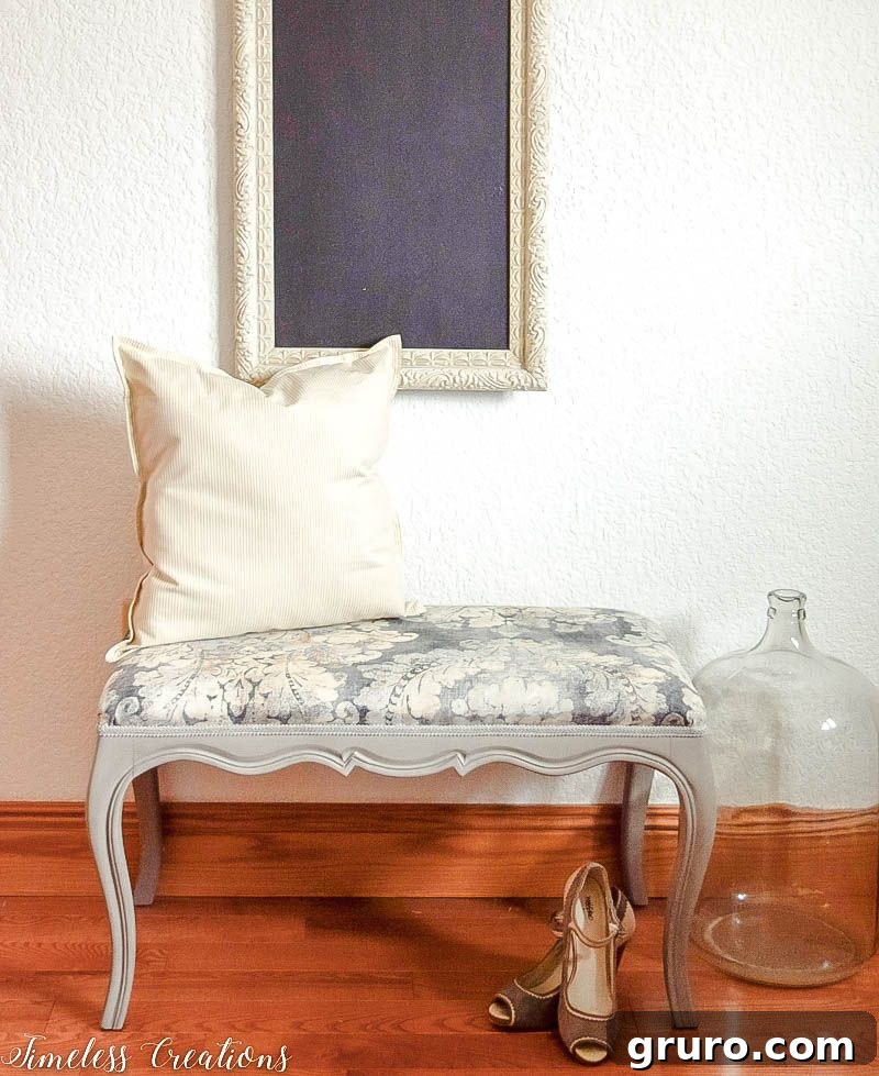 Elegant Upholstered French Style Bench by Timeless Creations