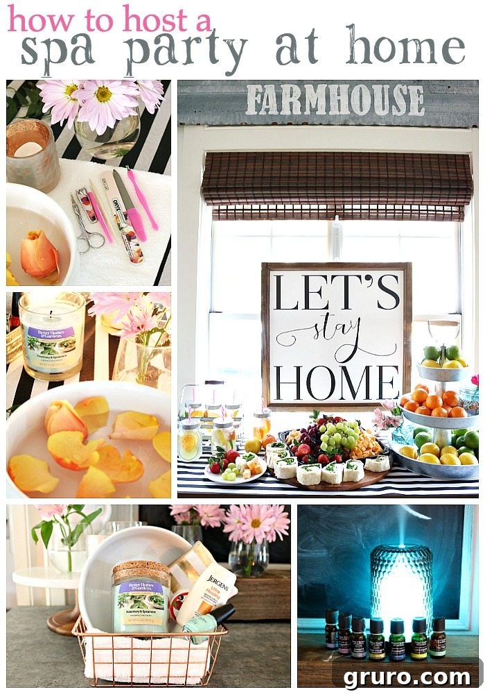 Guide on how to host a simple and inexpensive spa party at home with food, fun, pampering, and Better Homes & Gardens aromatherapy products from Walmart.