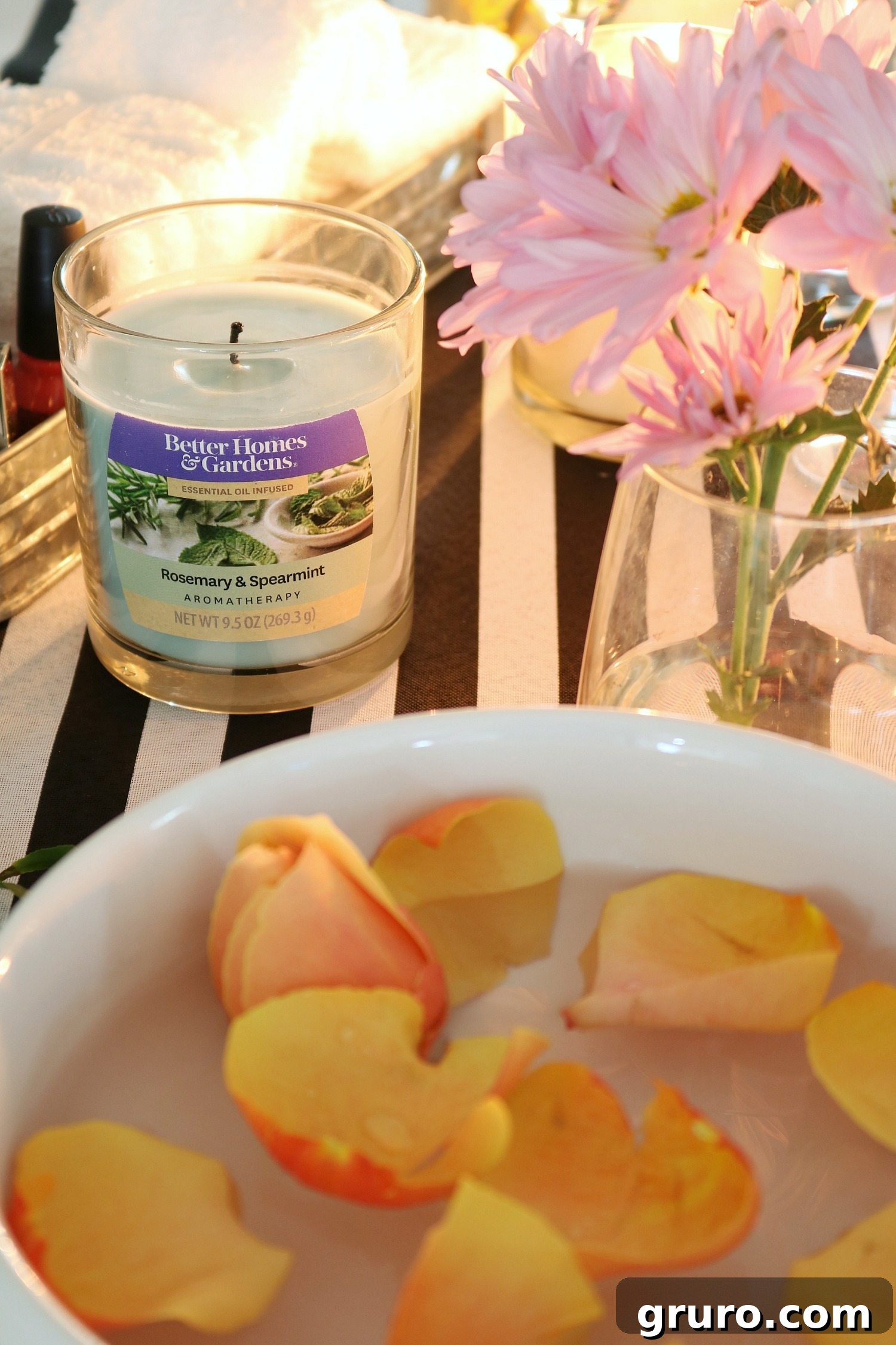 Aromatherapy Rosemary & Spearmint candle from Better Homes & Gardens, perfect for an invigorating spa night.