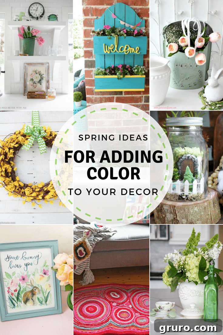 Bright and colorful spring home decor inspiration with flowers and natural light
