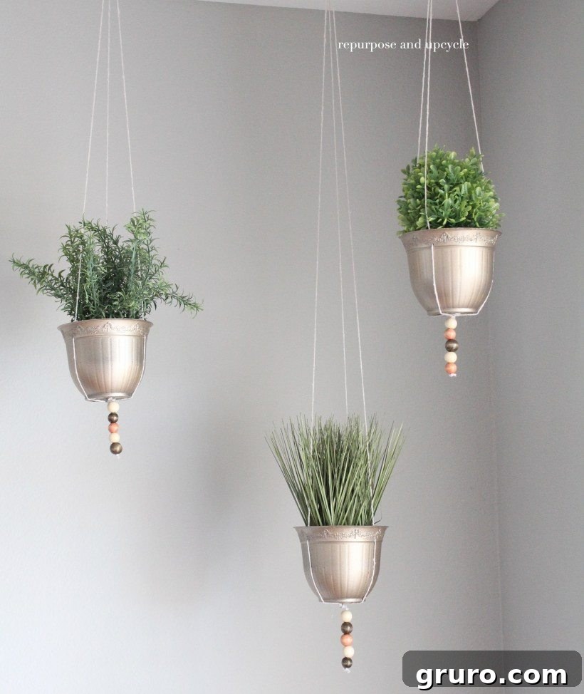 Learn how to make an affordable and stylish hanging planter using Dollar Tree supplies. DIY Hanging Planter Project with Dollar Tree Supplies