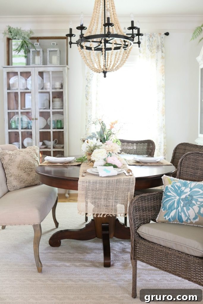 Dining room refresh featuring neutral elements and comfortable seating