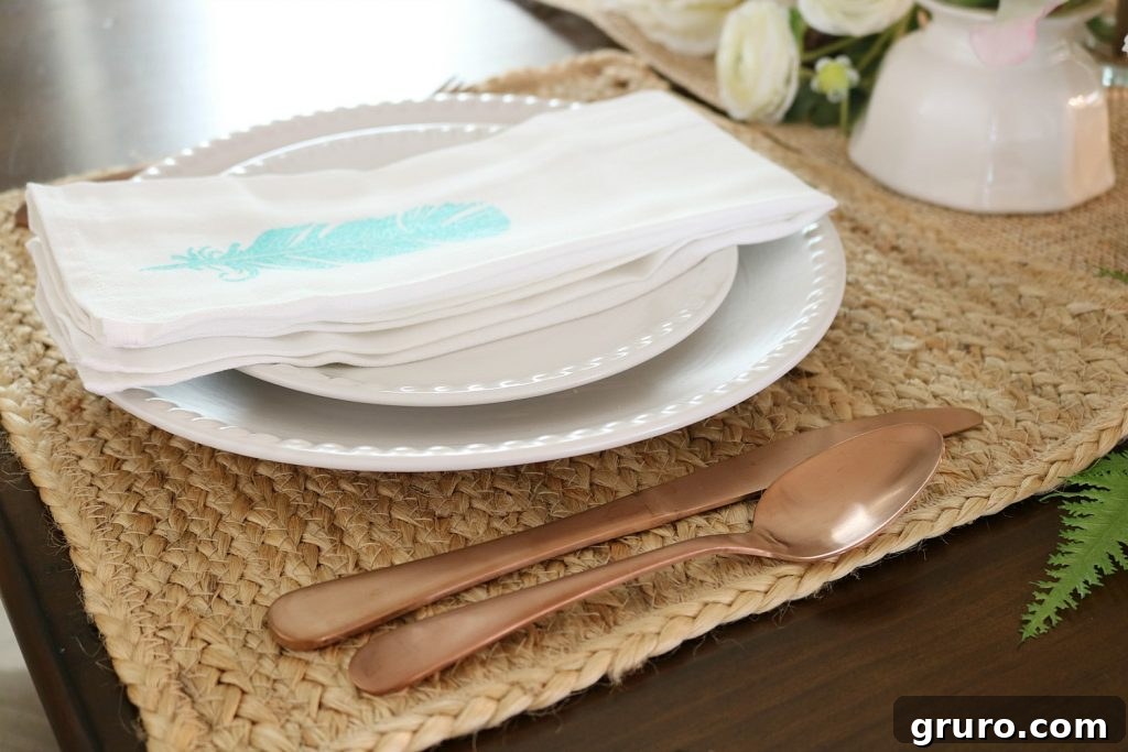 Copper and woven textures enhancing a cottage or farmhouse dining room
