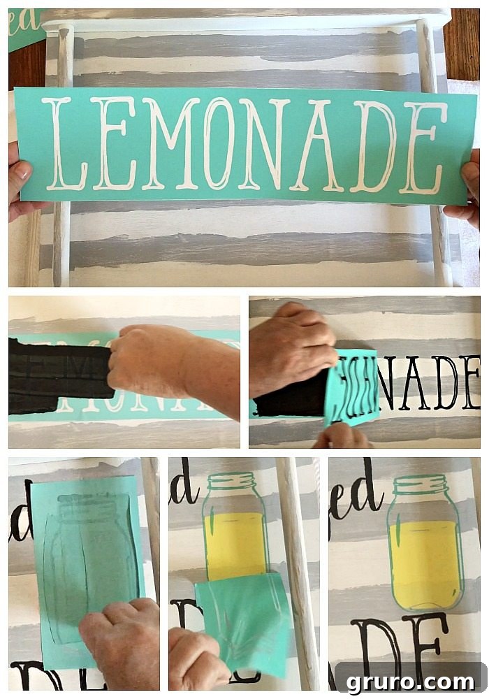 Applying a Chalk Couture transfer to the upcycled thrift store tray for a decorative design.