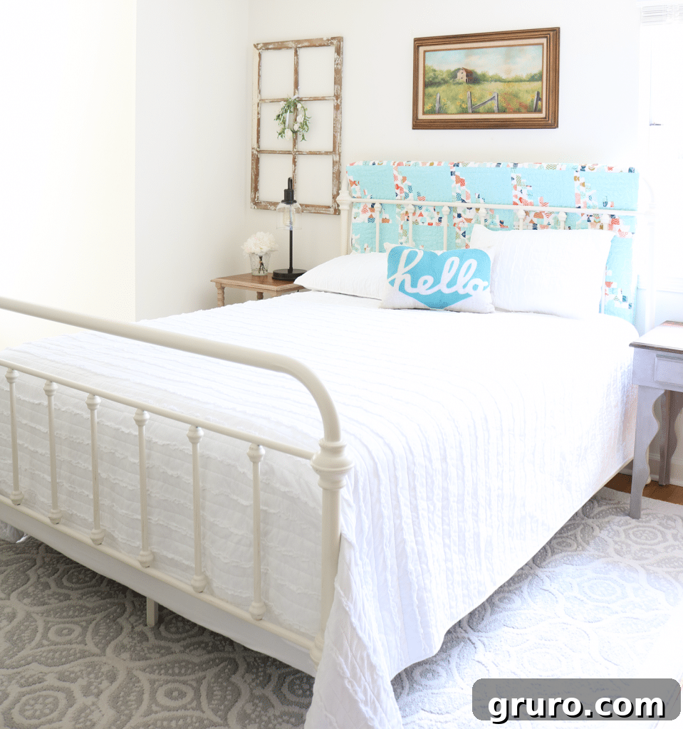 Light and bright guest room with inviting decor, showcasing the completed refresh