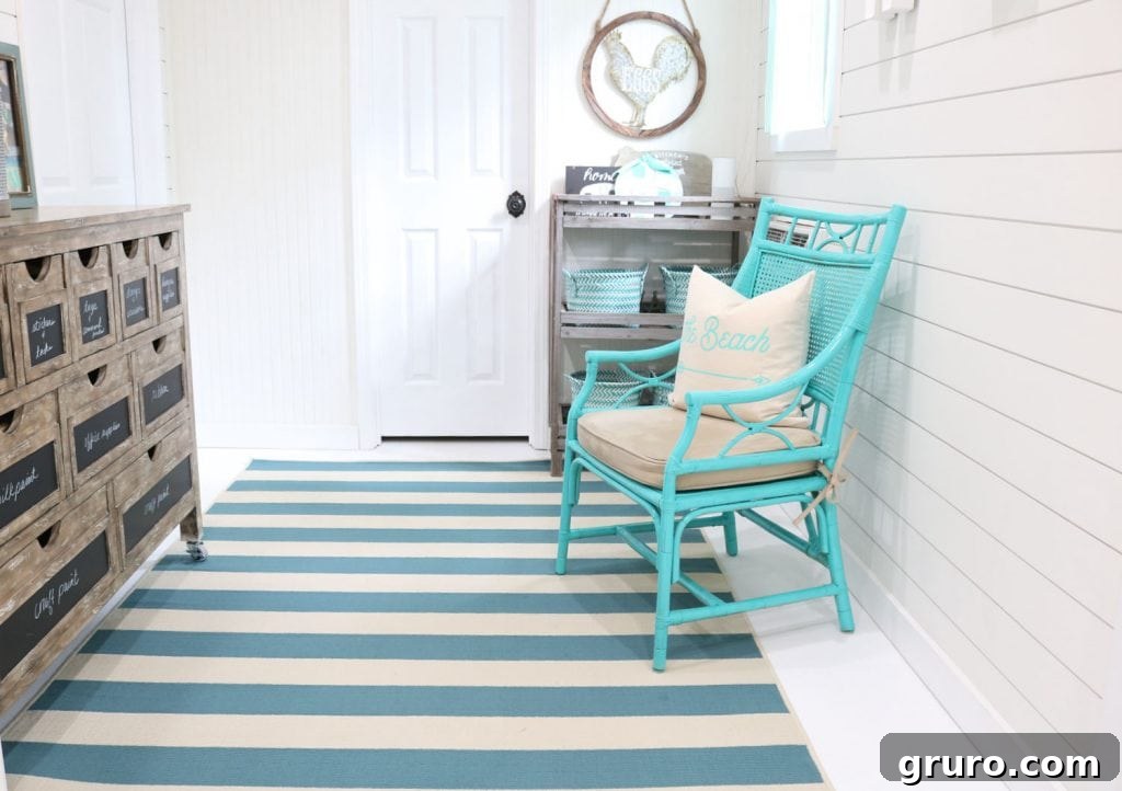 Small office decor ideas featuring extra seating and bright accents